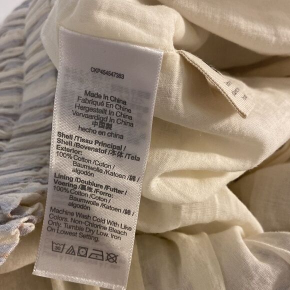 Madewell Smocked Pull On Mini Skirt Stripe Cool Fog XL - Picture 7 of 7